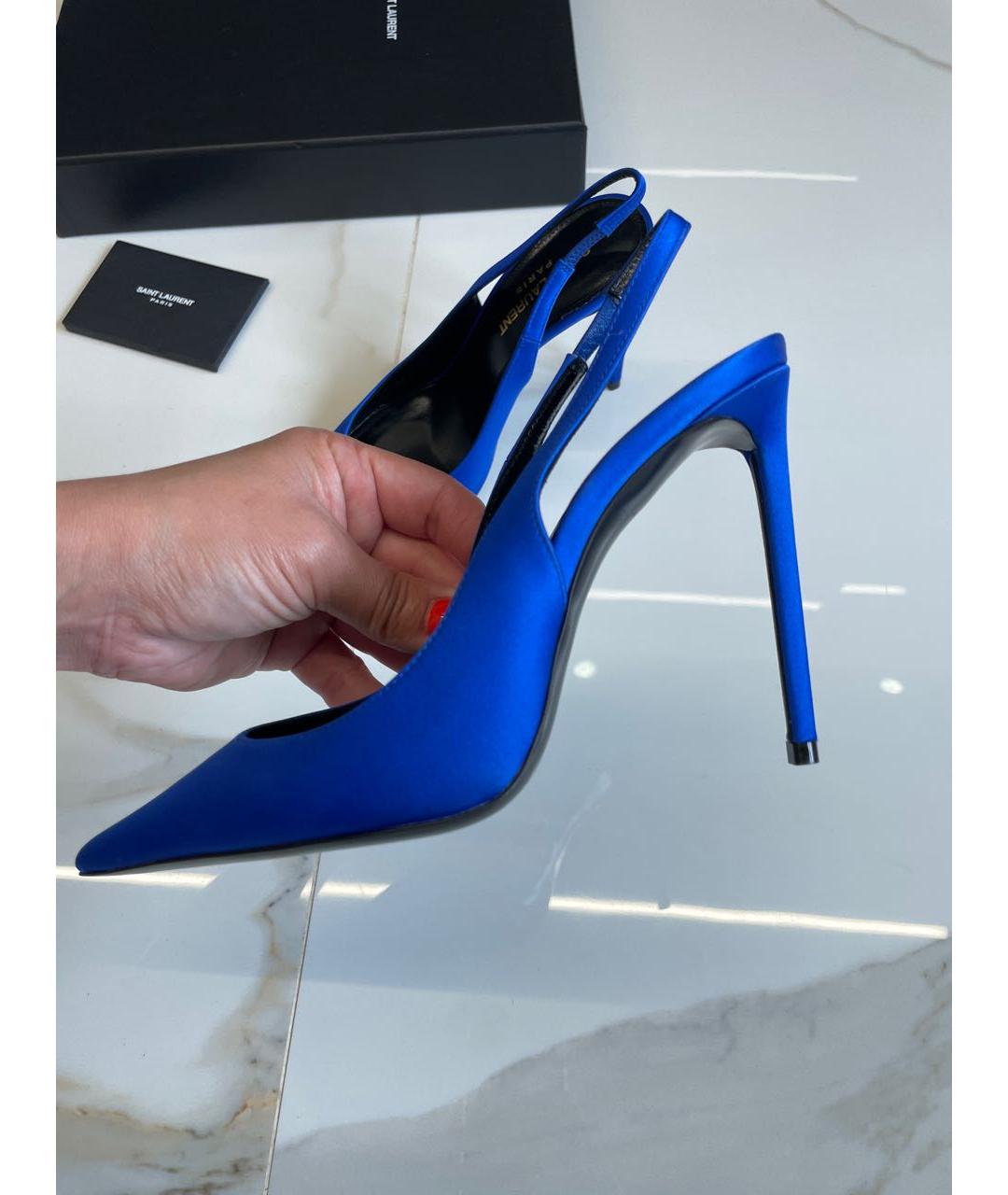 SAINT LAURENT Синие текстильные туфли, фото 6