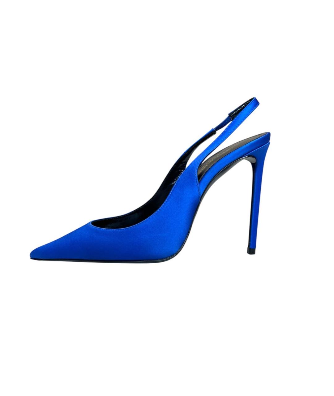 SAINT LAURENT Синие текстильные туфли, фото 8
