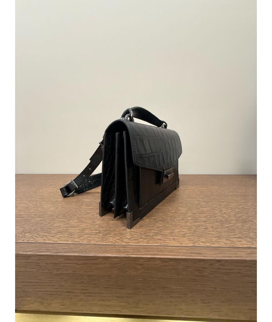 THE KOOPLES Черная кожаная сумка с короткими ручками, фото 2