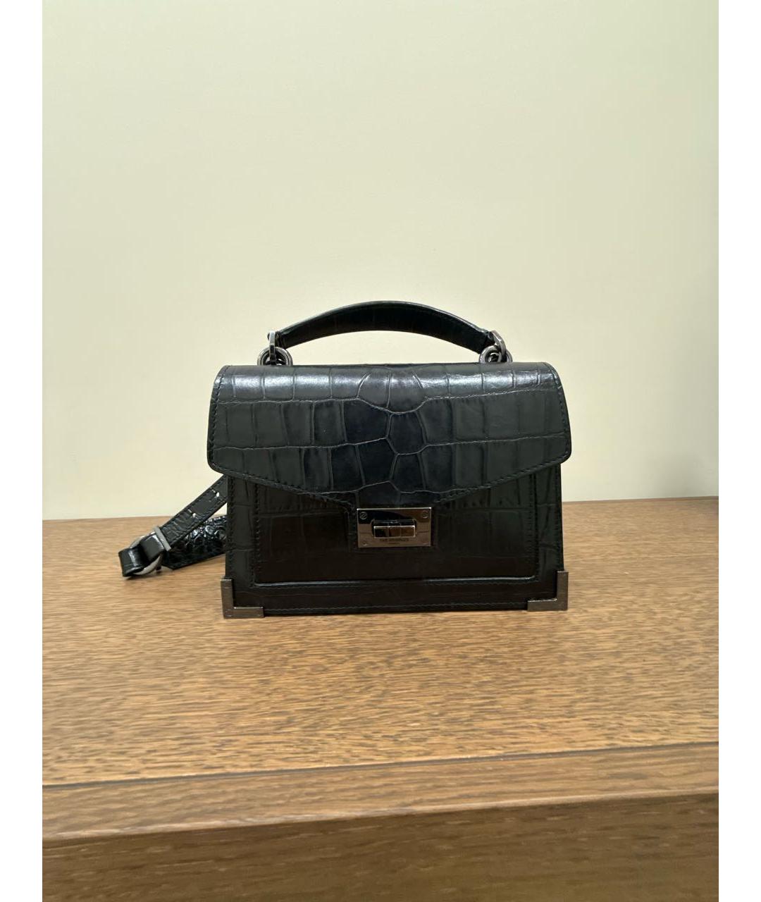 THE KOOPLES Черная кожаная сумка с короткими ручками, фото 8