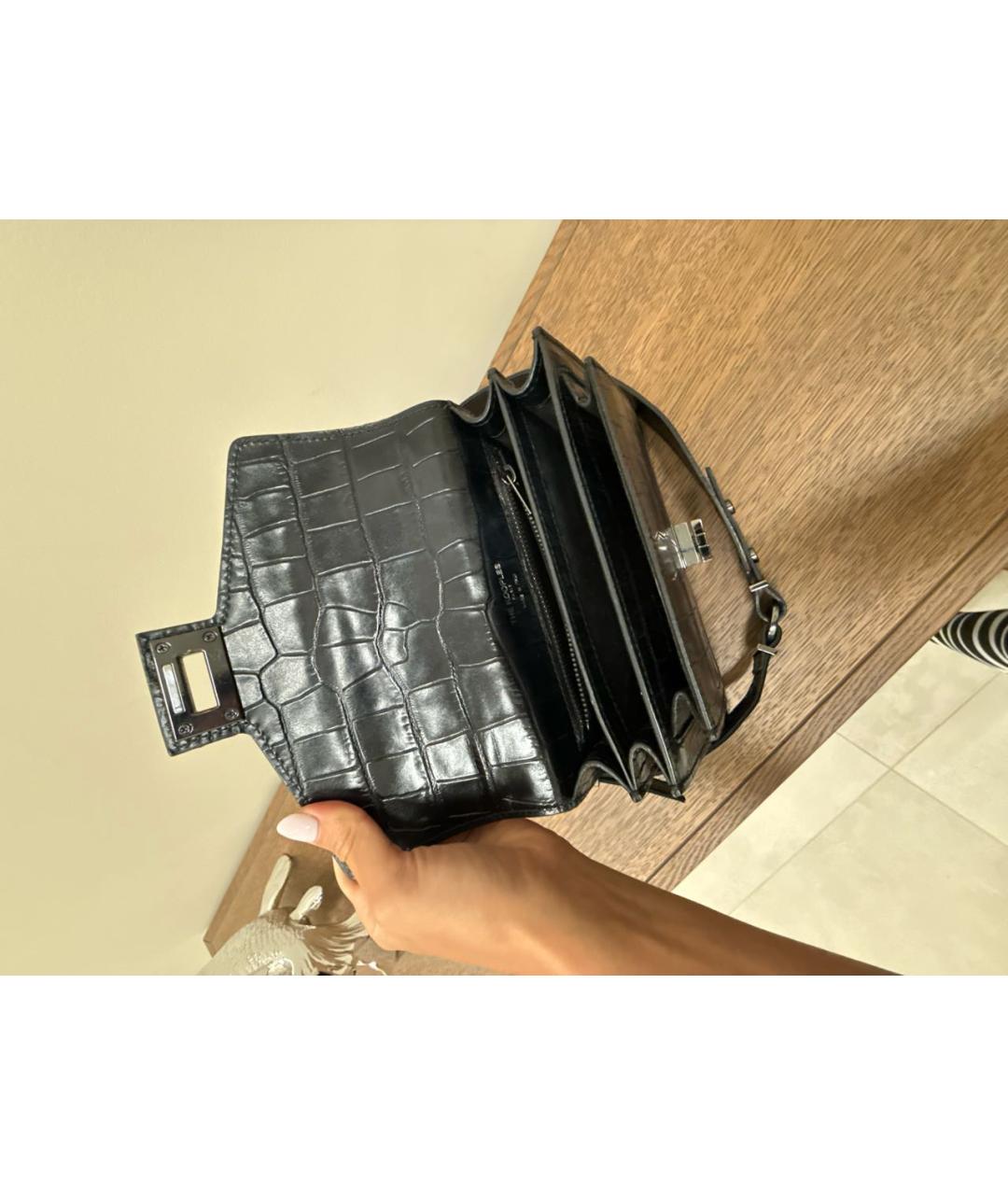 THE KOOPLES Черная кожаная сумка с короткими ручками, фото 4