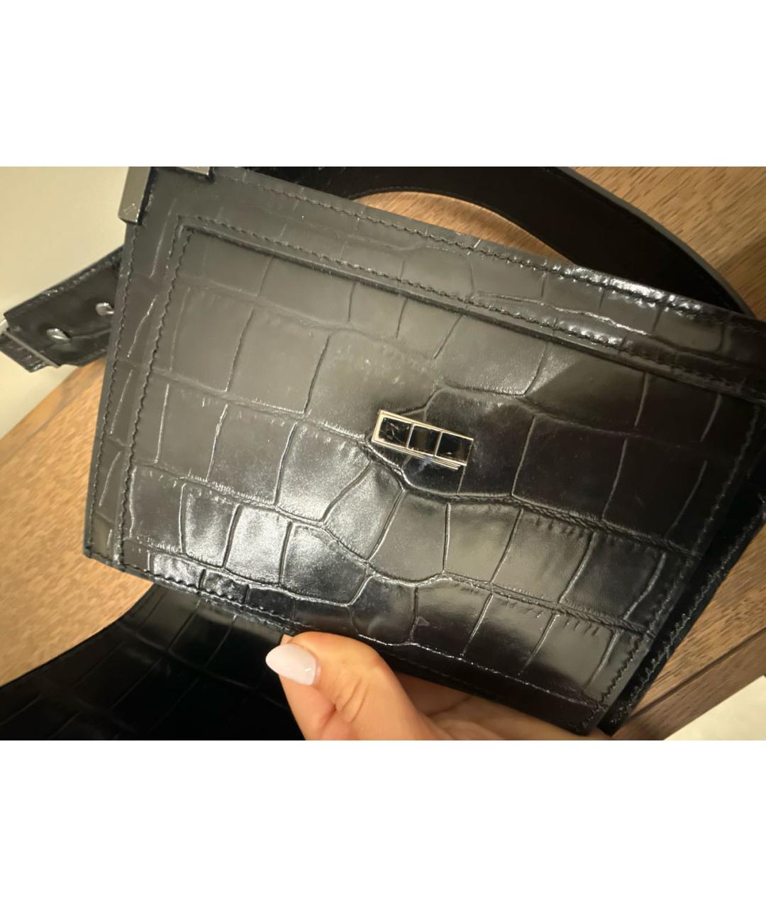 THE KOOPLES Черная кожаная сумка с короткими ручками, фото 5