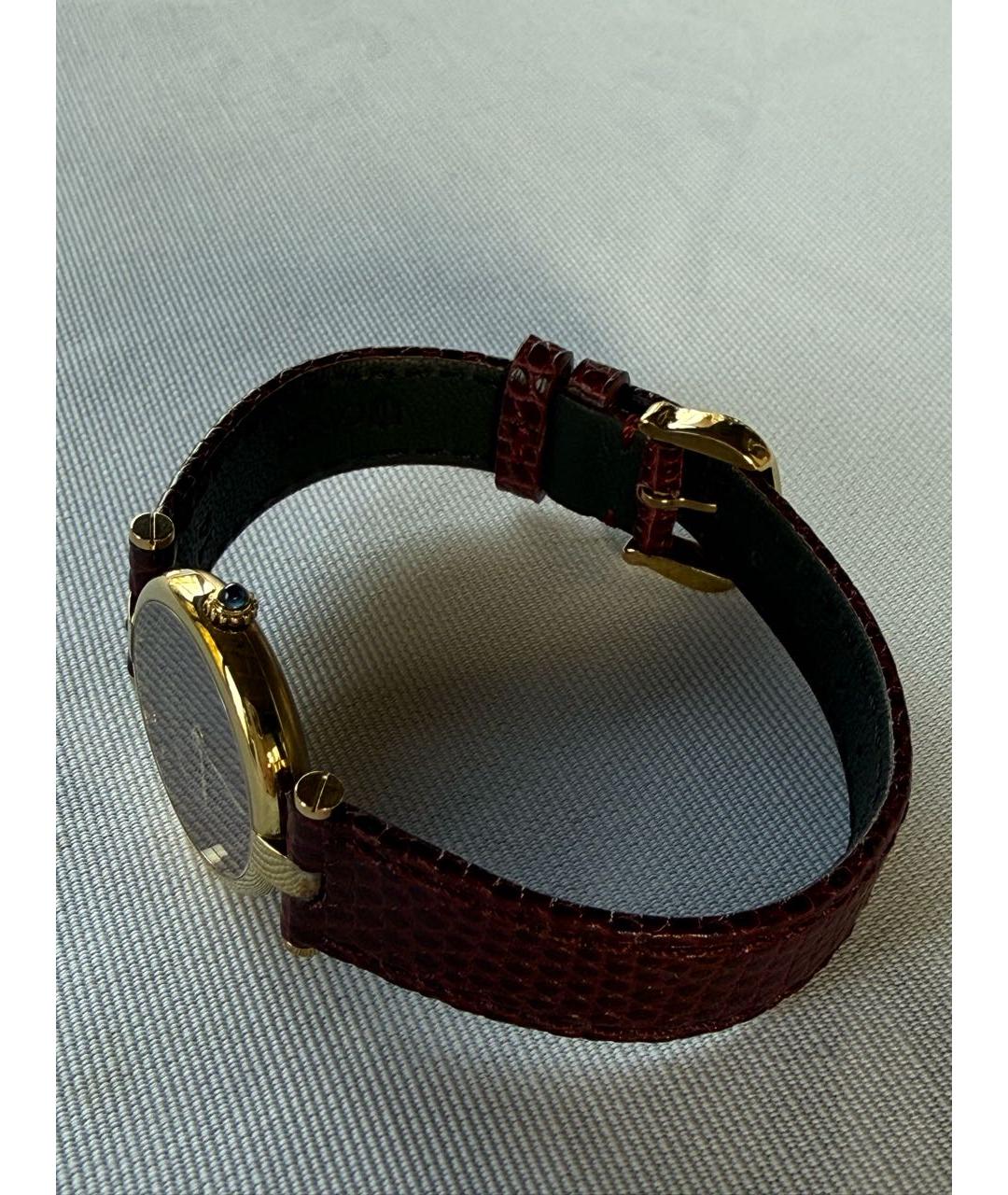 CARTIER Бордовые позолоченные часы, фото 8