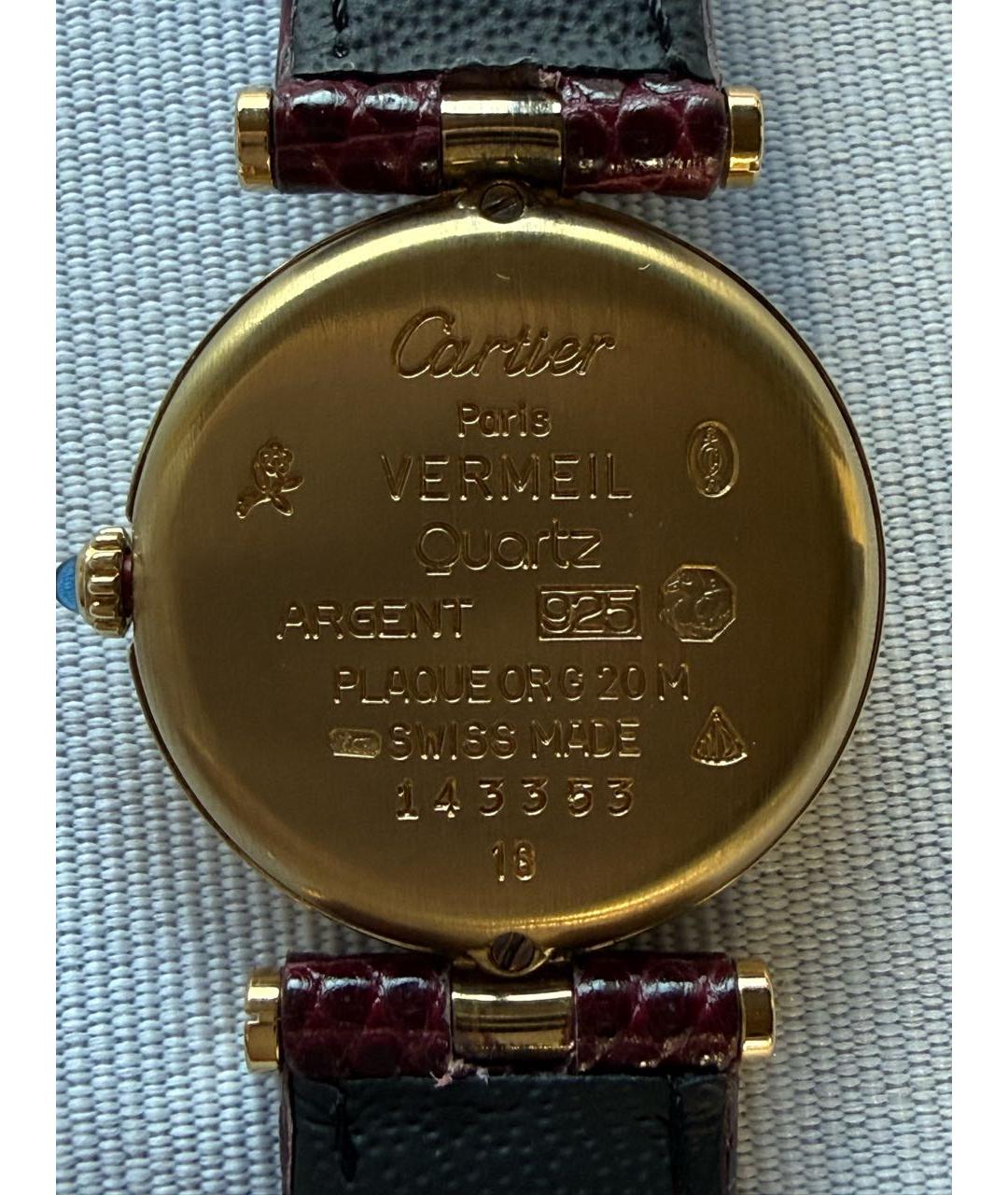 CARTIER Бордовые позолоченные часы, фото 2