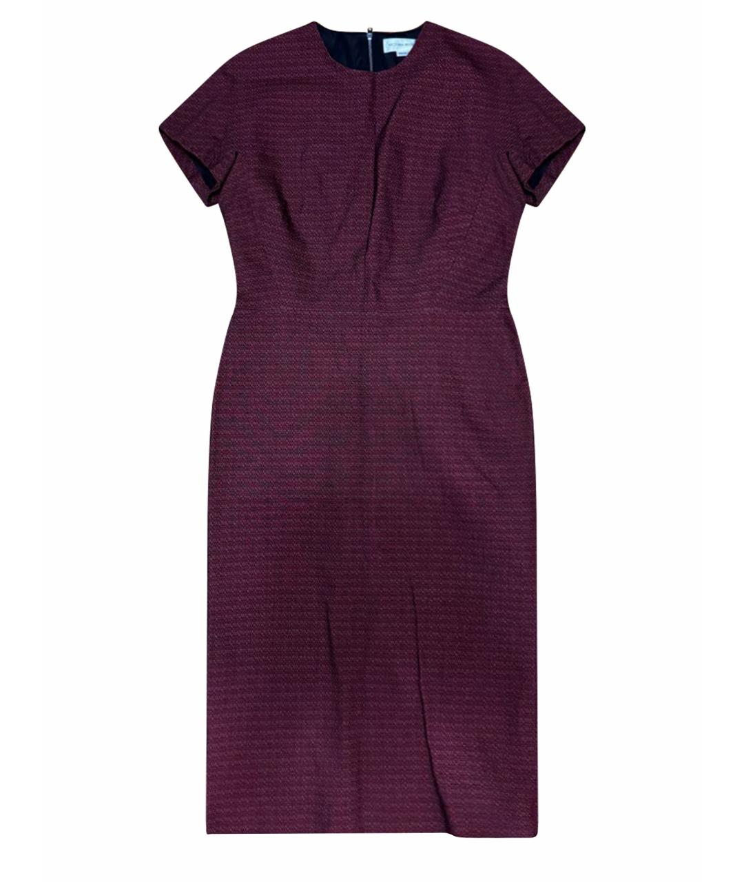 VICTORIA BECKHAM Бордовое хлопко-эластановое платье, фото 1