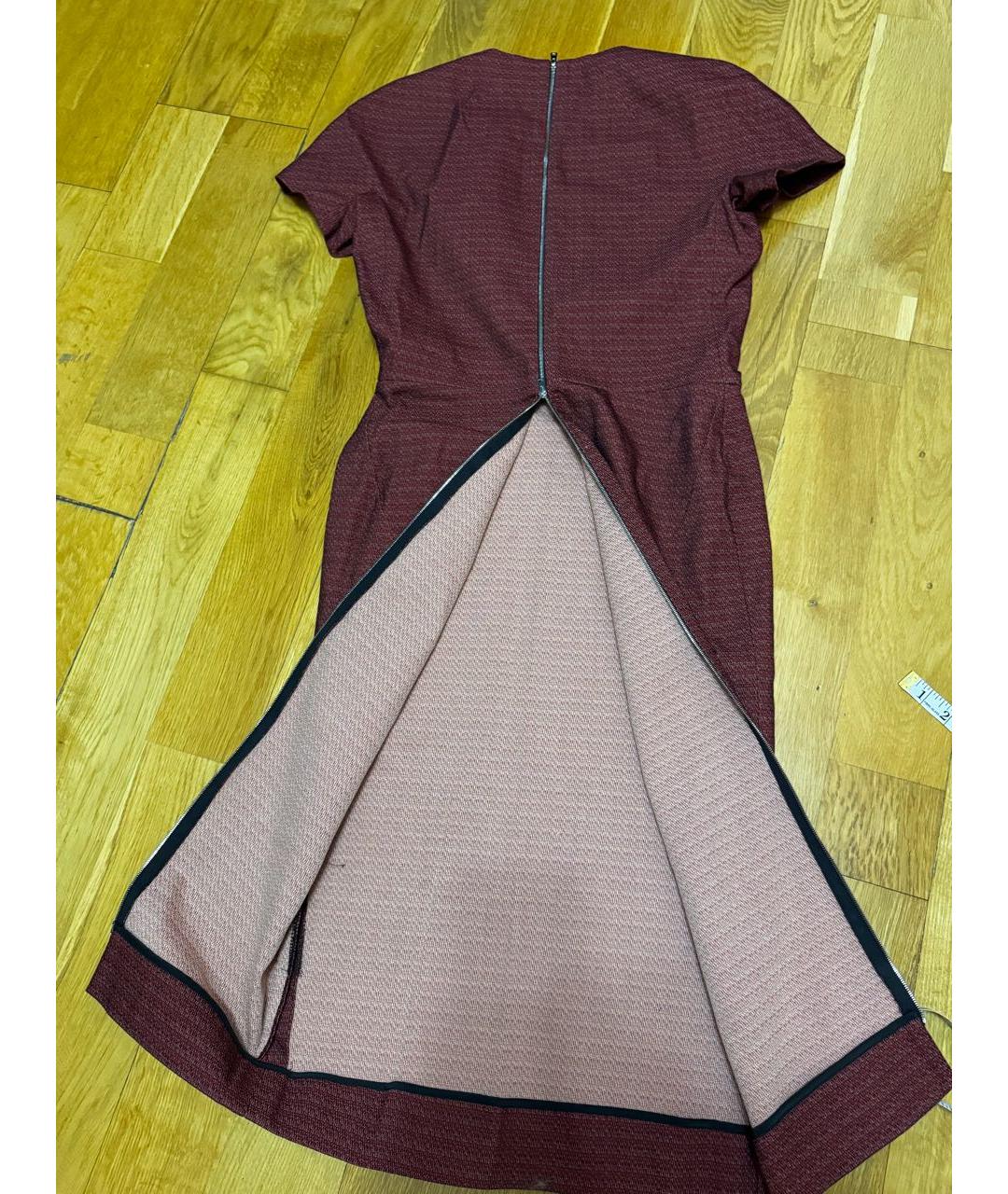 VICTORIA BECKHAM Бордовое хлопко-эластановое платье, фото 2