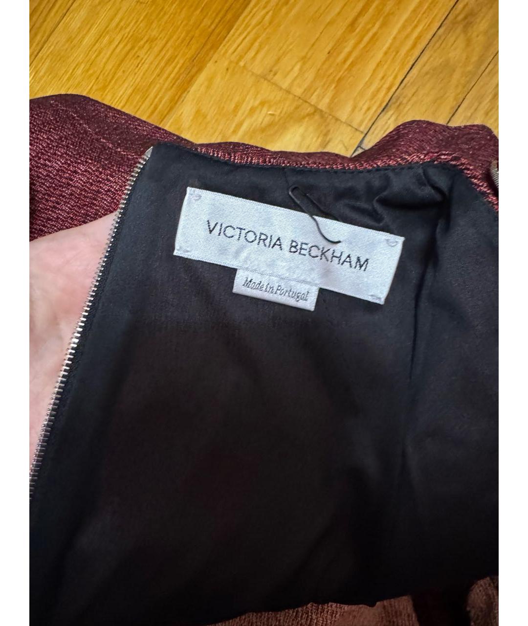 VICTORIA BECKHAM Бордовое хлопко-эластановое платье, фото 4