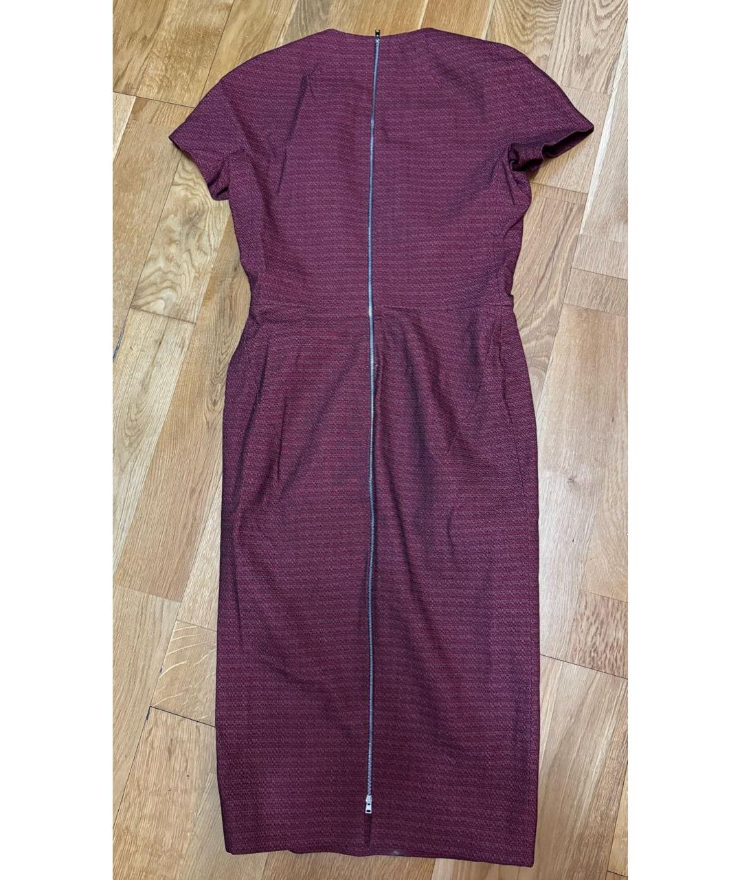 VICTORIA BECKHAM Бордовое хлопко-эластановое платье, фото 3