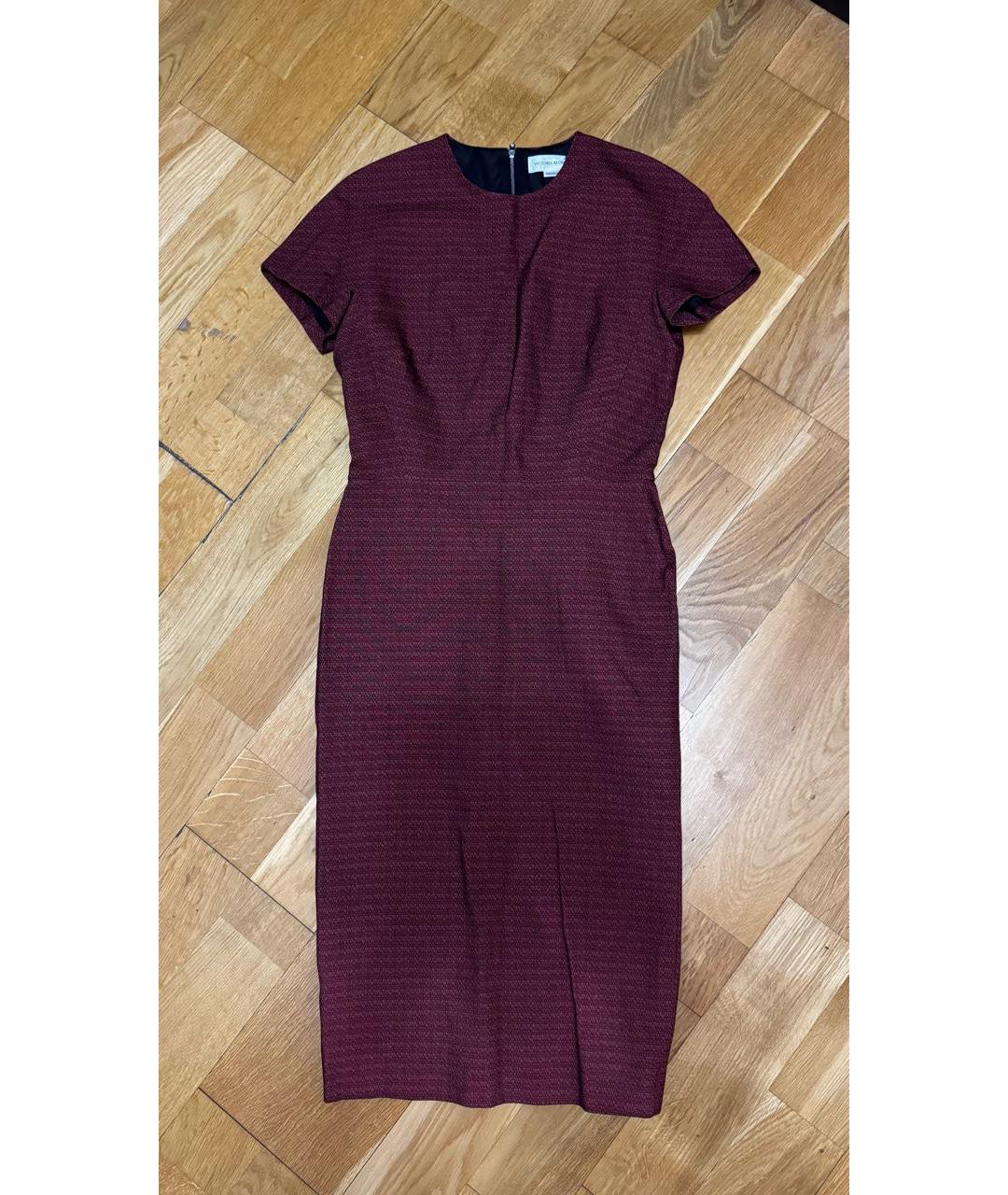 VICTORIA BECKHAM Бордовое хлопко-эластановое платье, фото 9