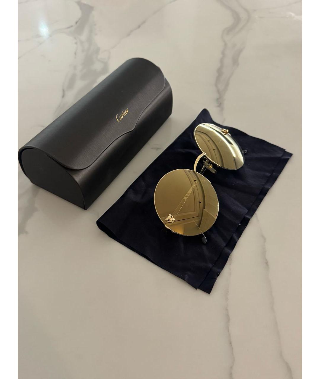 CARTIER Золотые металлические солнцезащитные очки, фото 2