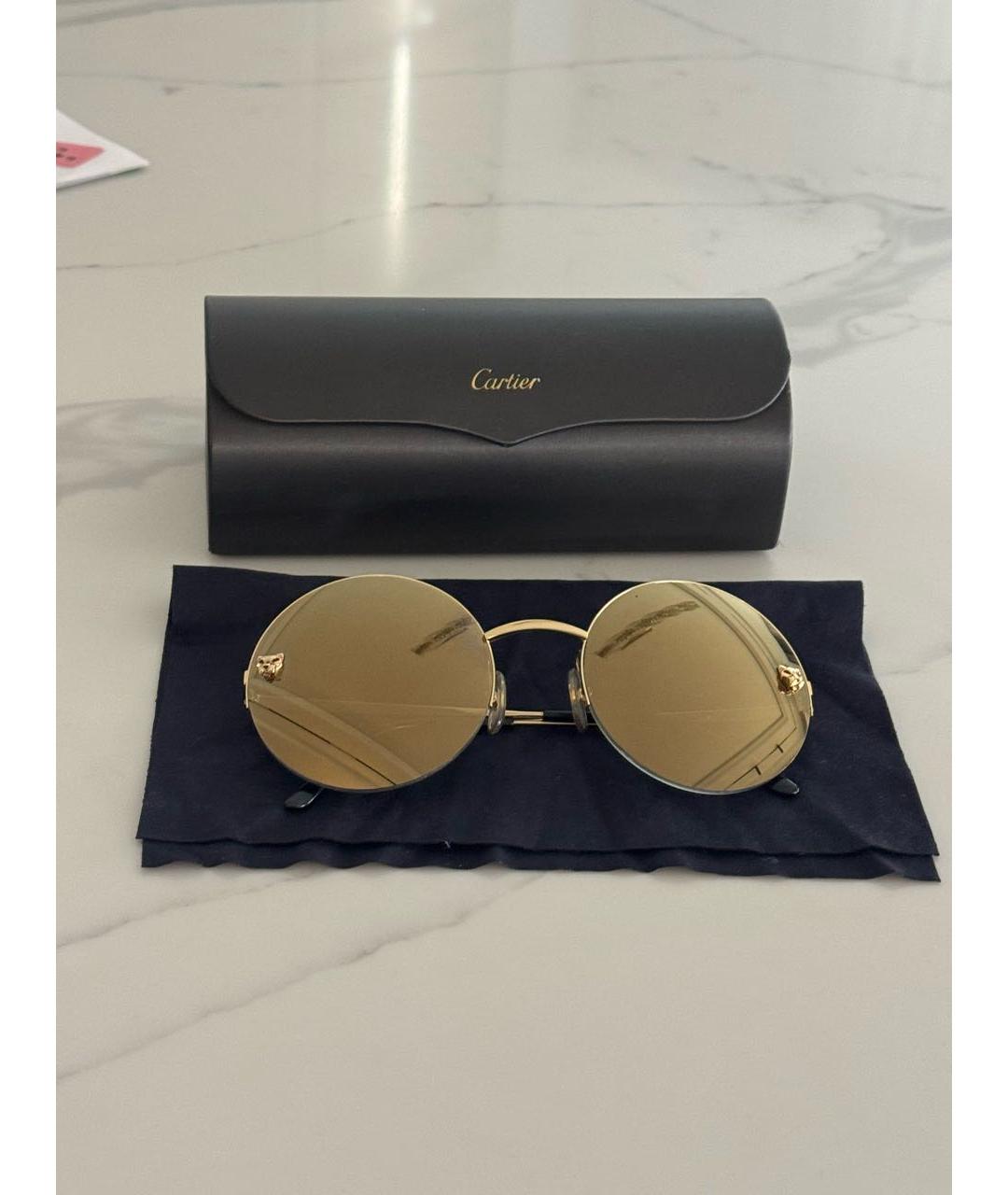 CARTIER Золотые металлические солнцезащитные очки, фото 5