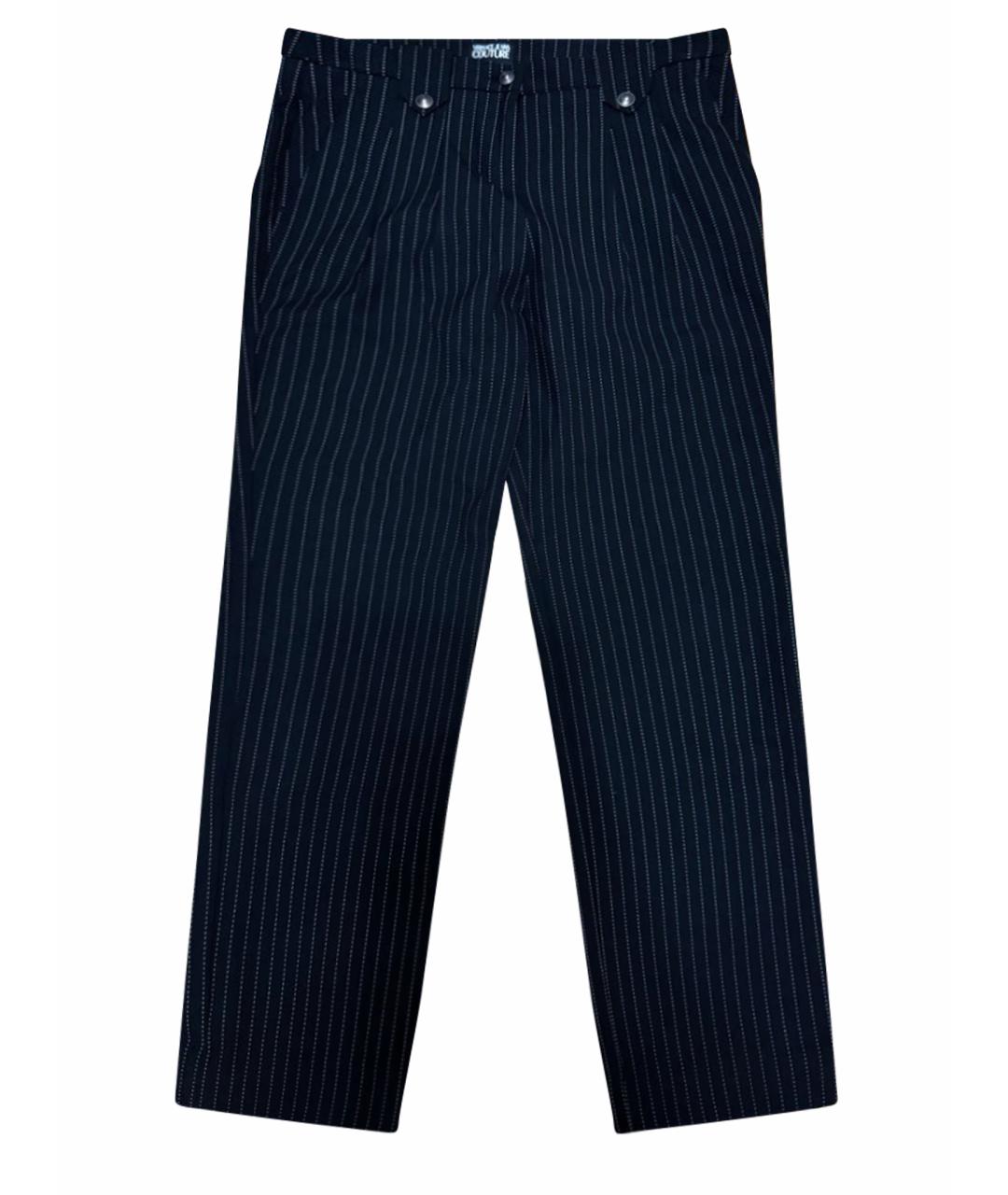 VERSACE JEANS COUTURE Черные полиэстеровые прямые брюки, фото 1