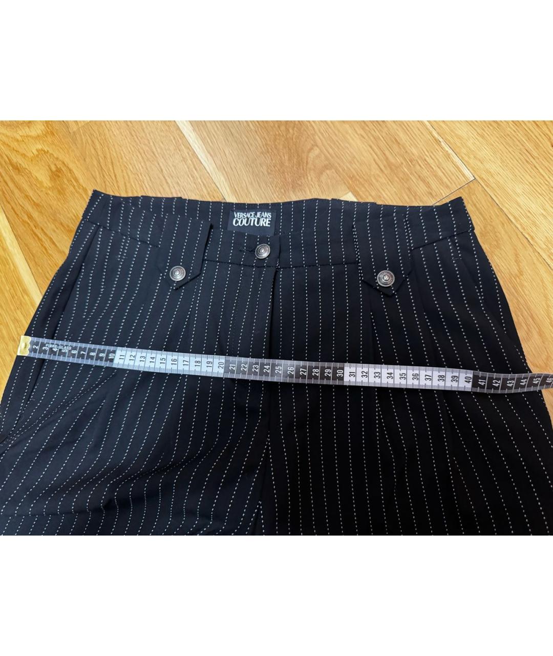 VERSACE JEANS COUTURE Черные полиэстеровые прямые брюки, фото 8