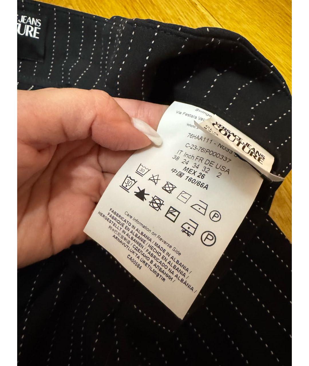 VERSACE JEANS COUTURE Черные полиэстеровые прямые брюки, фото 3