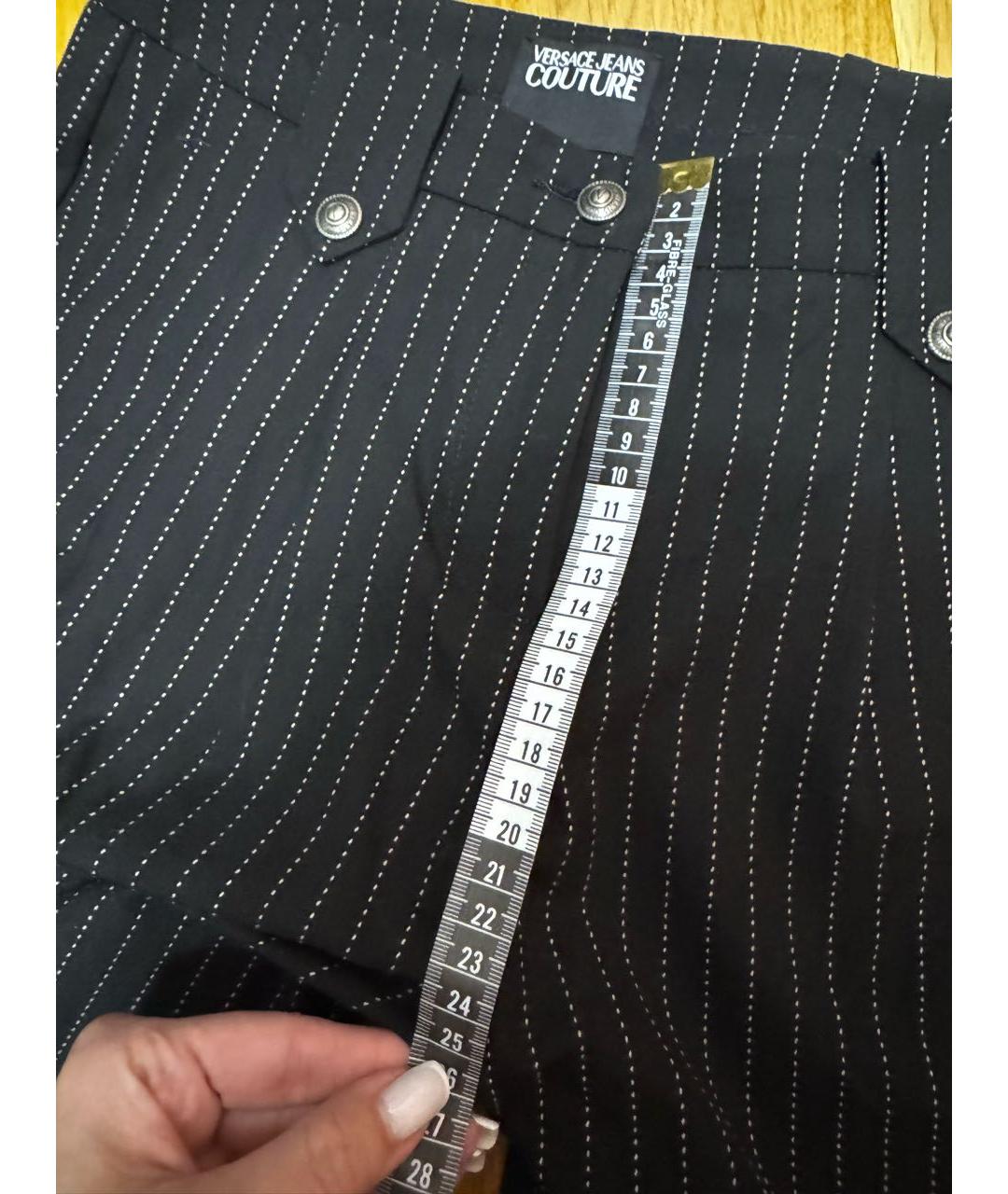 VERSACE JEANS COUTURE Черные полиэстеровые прямые брюки, фото 4