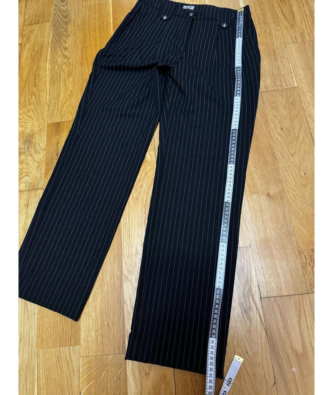 VERSACE JEANS COUTURE Черные полиэстеровые прямые брюки, фото 7