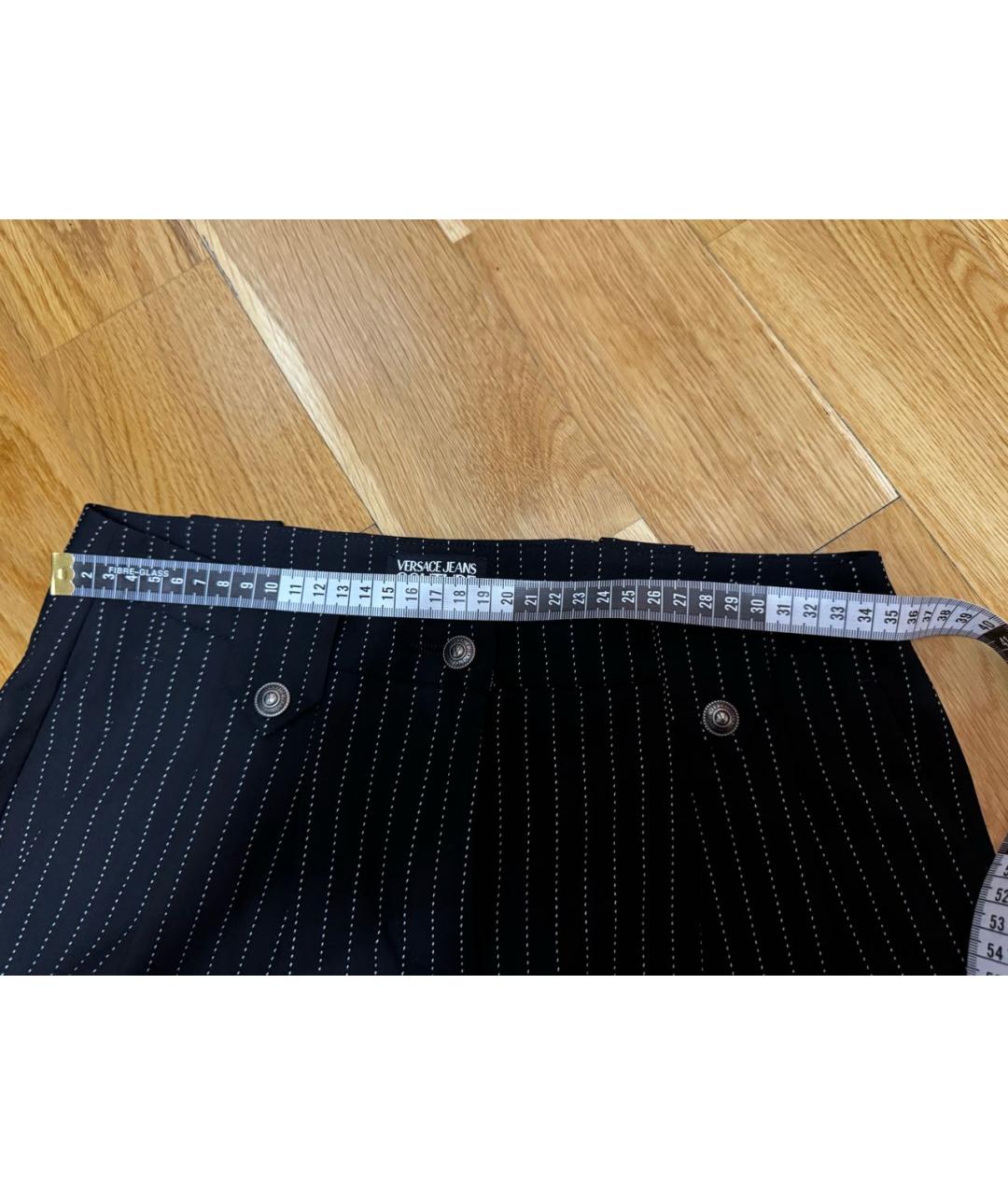 VERSACE JEANS COUTURE Черные полиэстеровые прямые брюки, фото 6