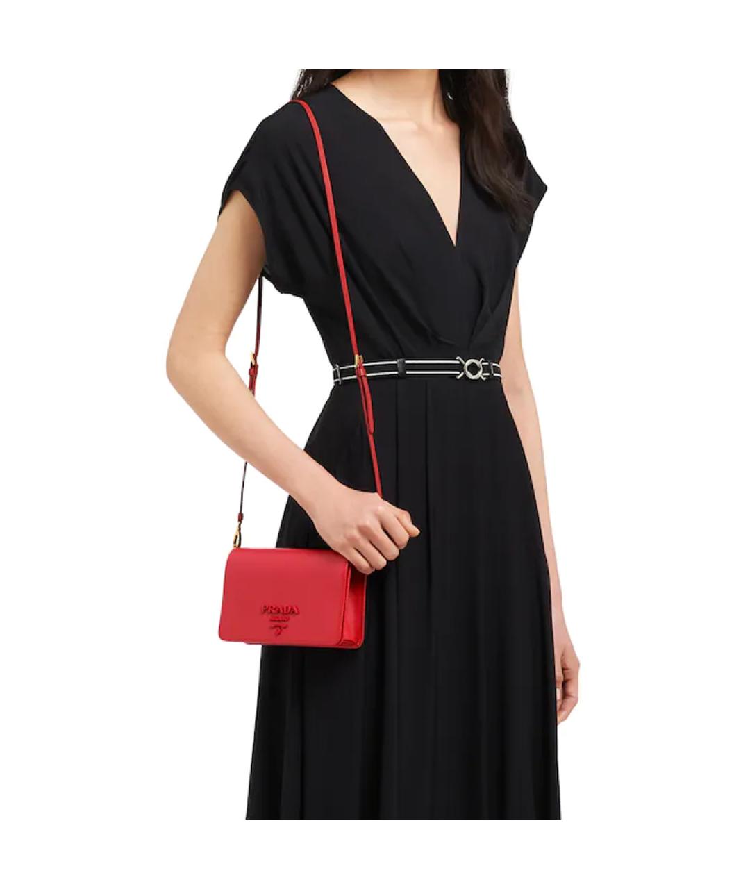 PRADA Красная кожаная сумка через плечо, фото 5