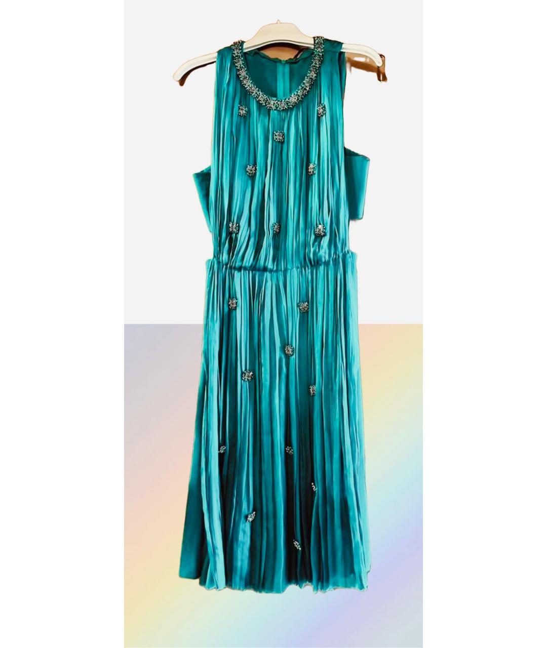 ERMANNO SCERVINO Зеленые шелковое коктейльное платье, фото 7