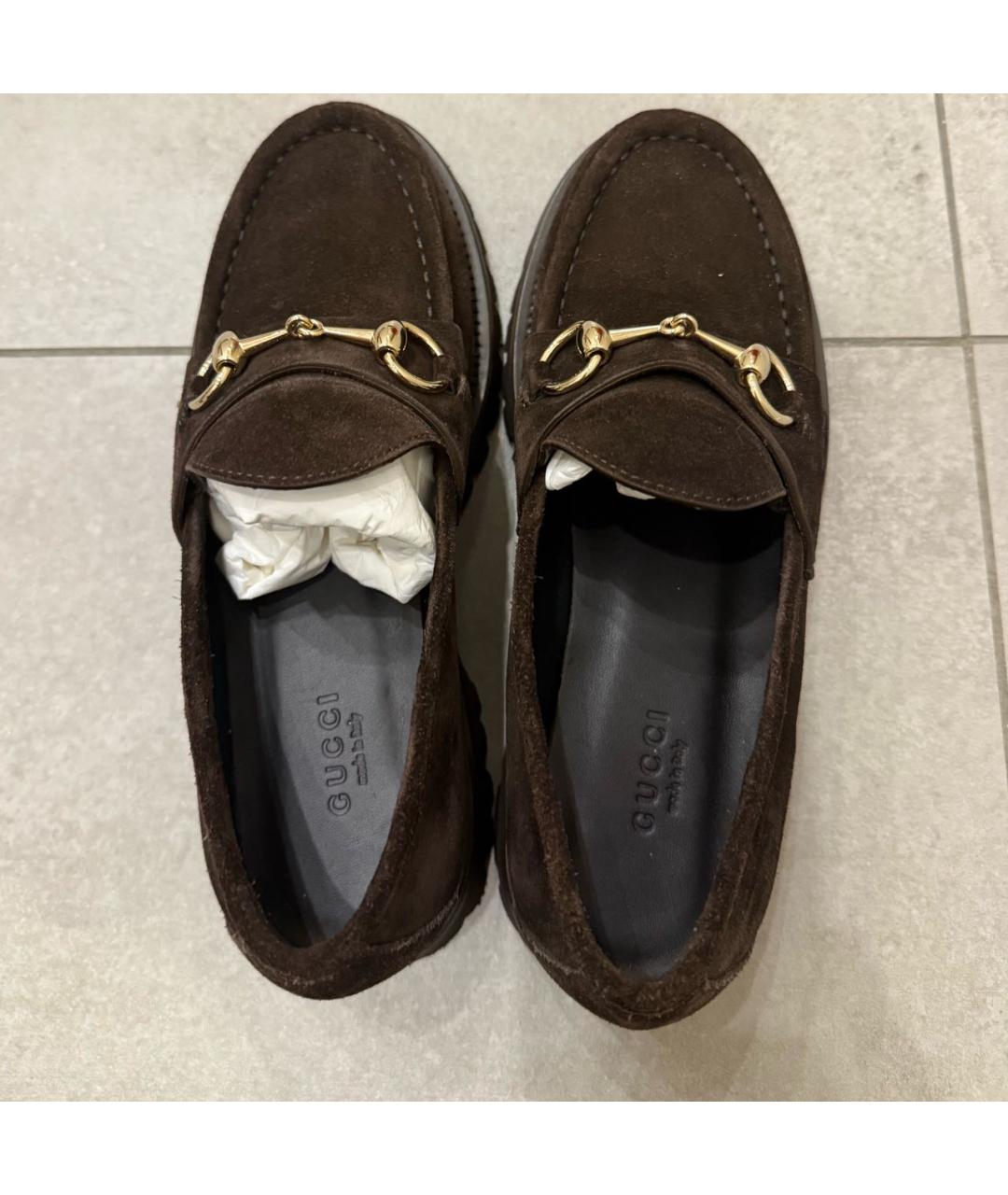 GUCCI Коричневые замшевые лоферы, фото 4