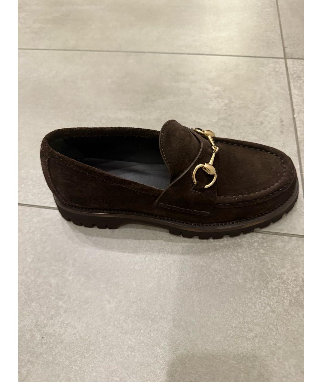 GUCCI Коричневые замшевые лоферы, фото 2