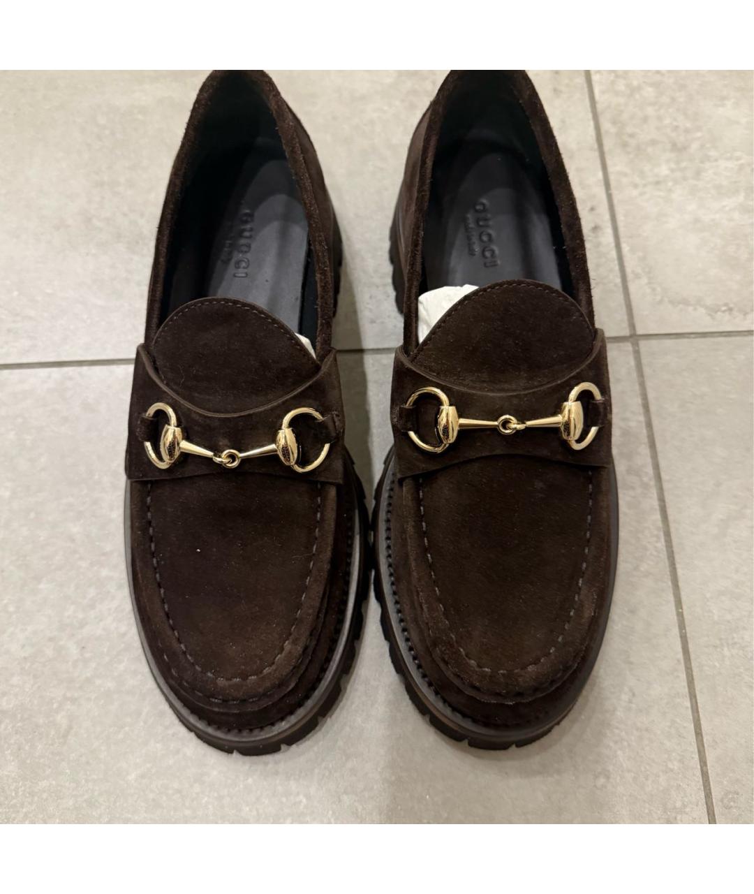 GUCCI Коричневые замшевые лоферы, фото 3