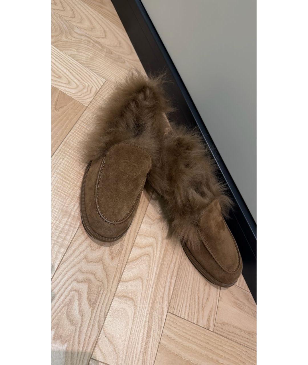 CHANEL Коричневые замшевые лоферы, фото 3