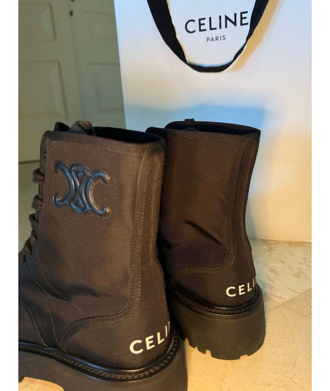 CELINE Черные текстильные ботинки, фото 7