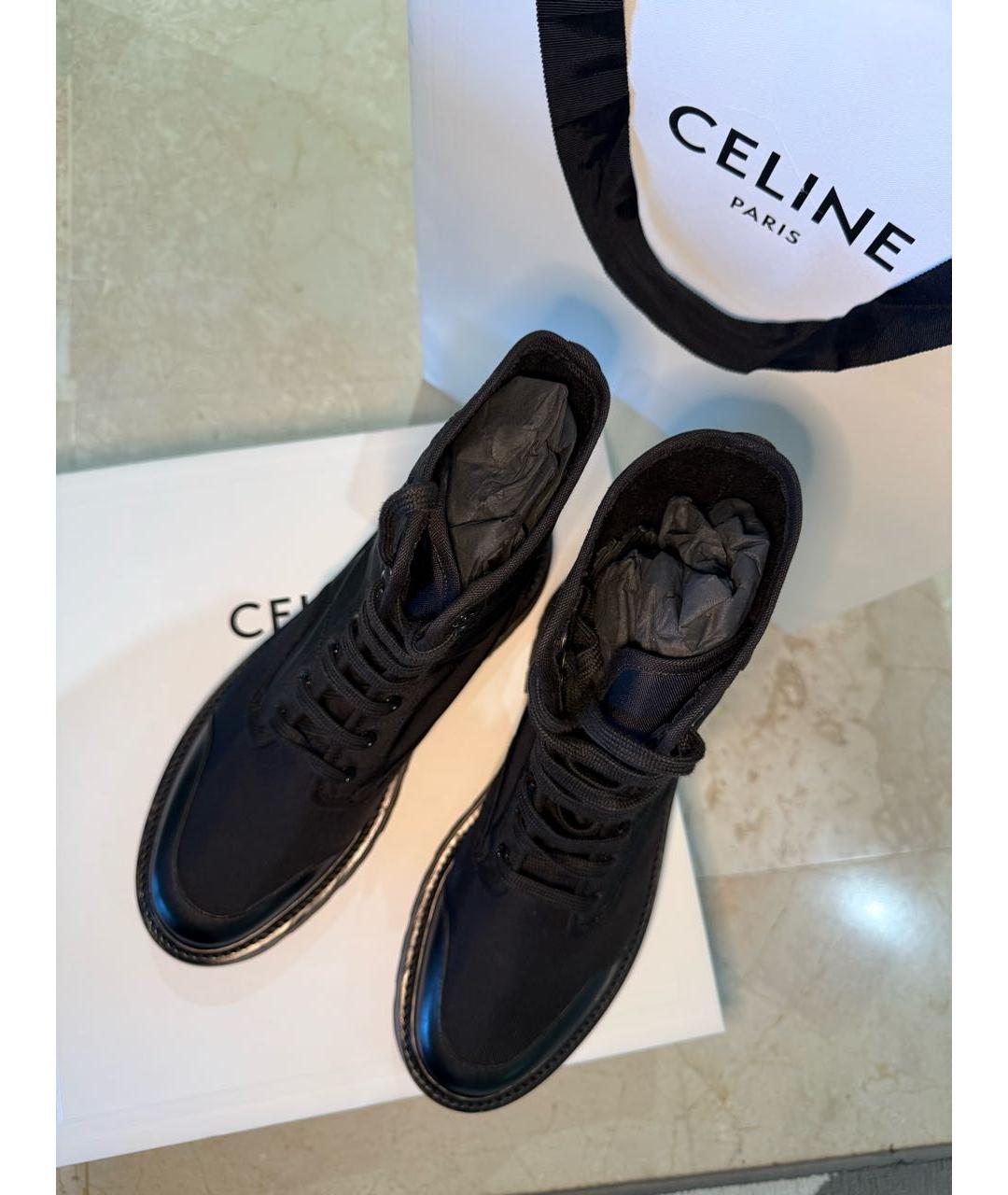 CELINE Черные текстильные ботинки, фото 3