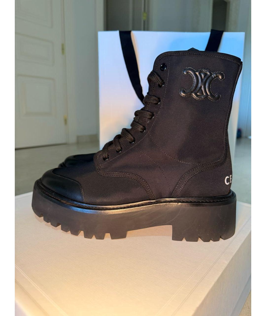 CELINE Черные текстильные ботинки, фото 9