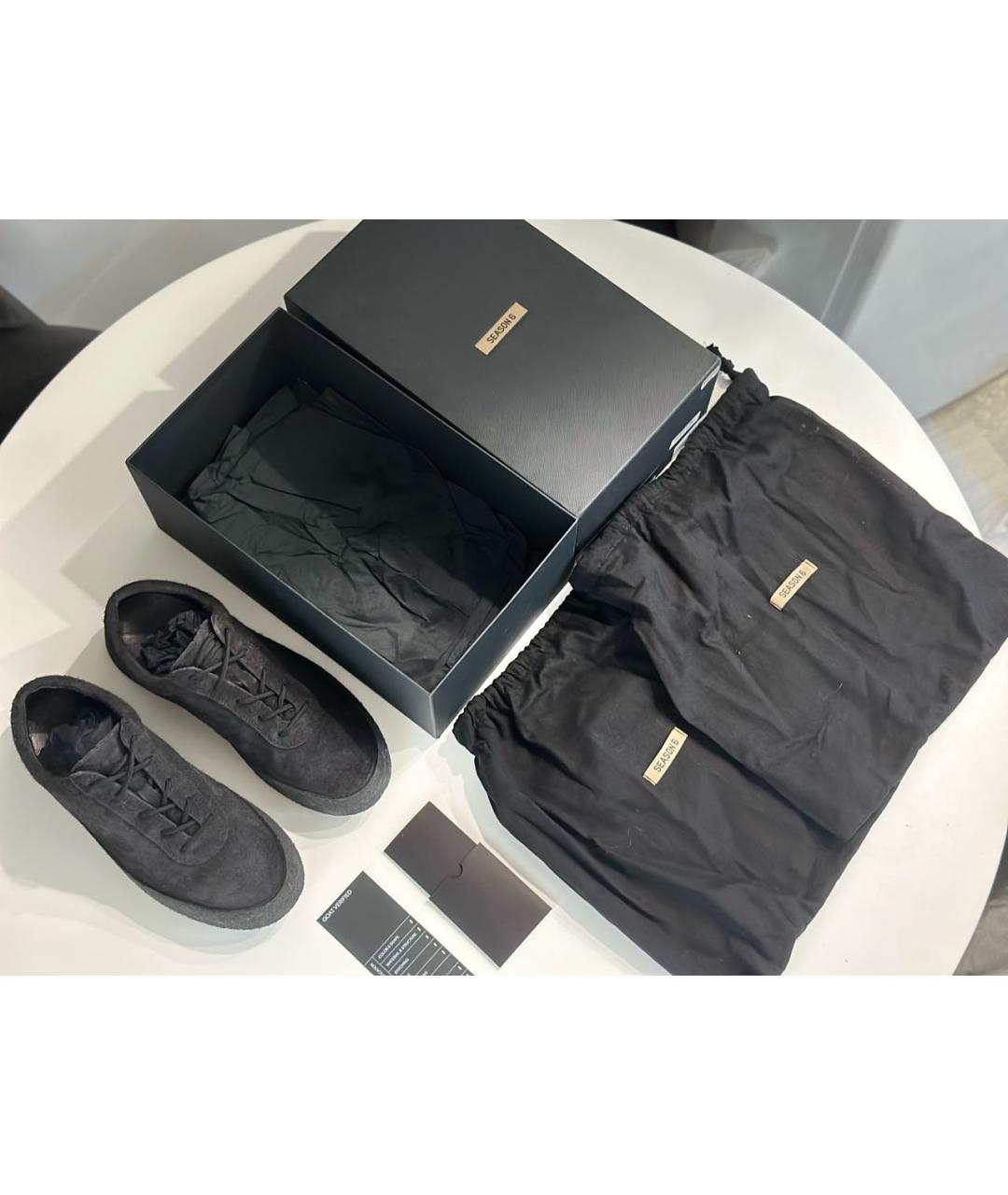 YEEZY Черные замшевые низкие кроссовки / кеды, фото 4