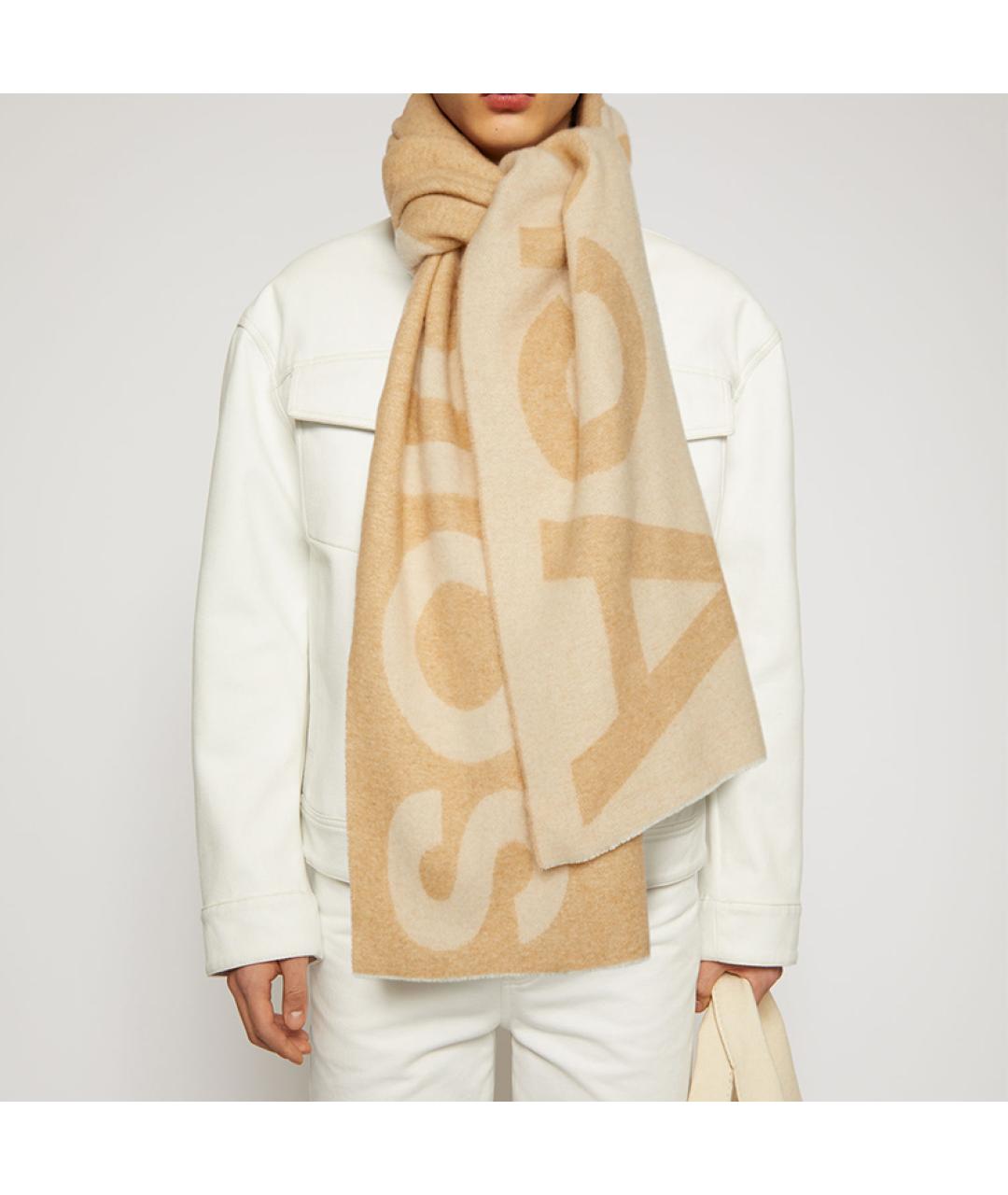 ACNE STUDIOS Коричневый шерстяной шарф, фото 3