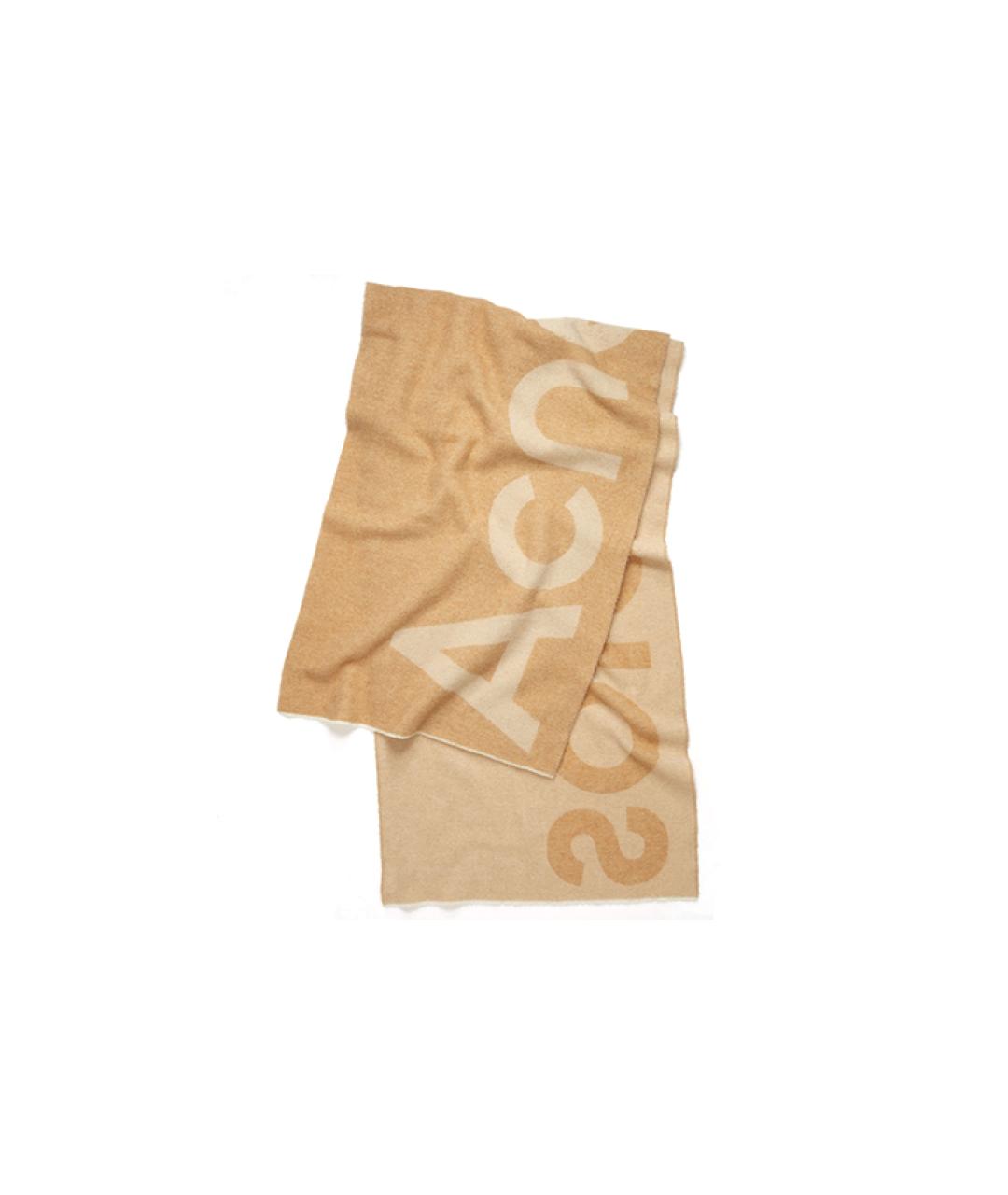 ACNE STUDIOS Коричневый шерстяной шарф, фото 1