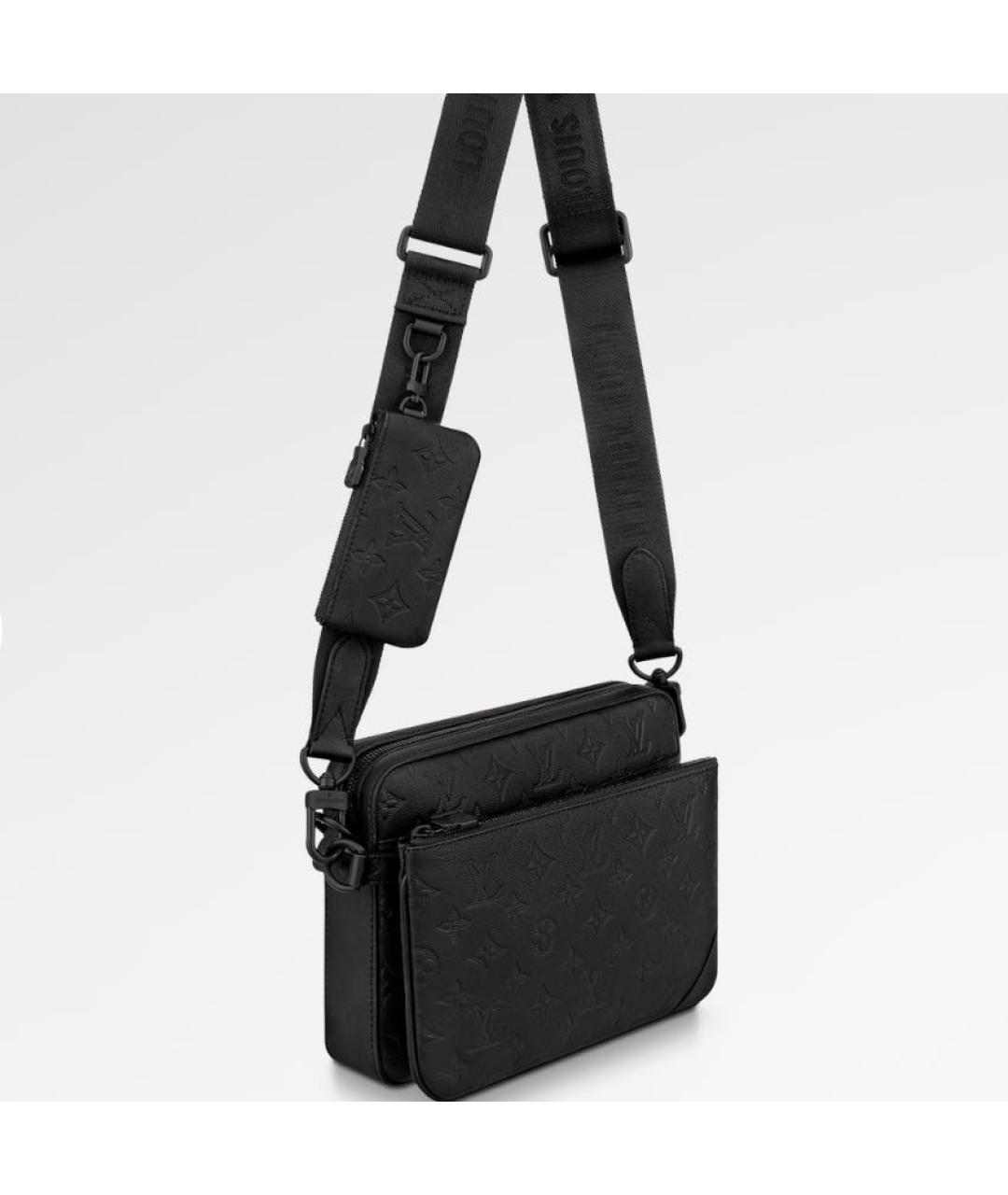 LOUIS VUITTON Черная кожаная сумка на плечо, фото 2