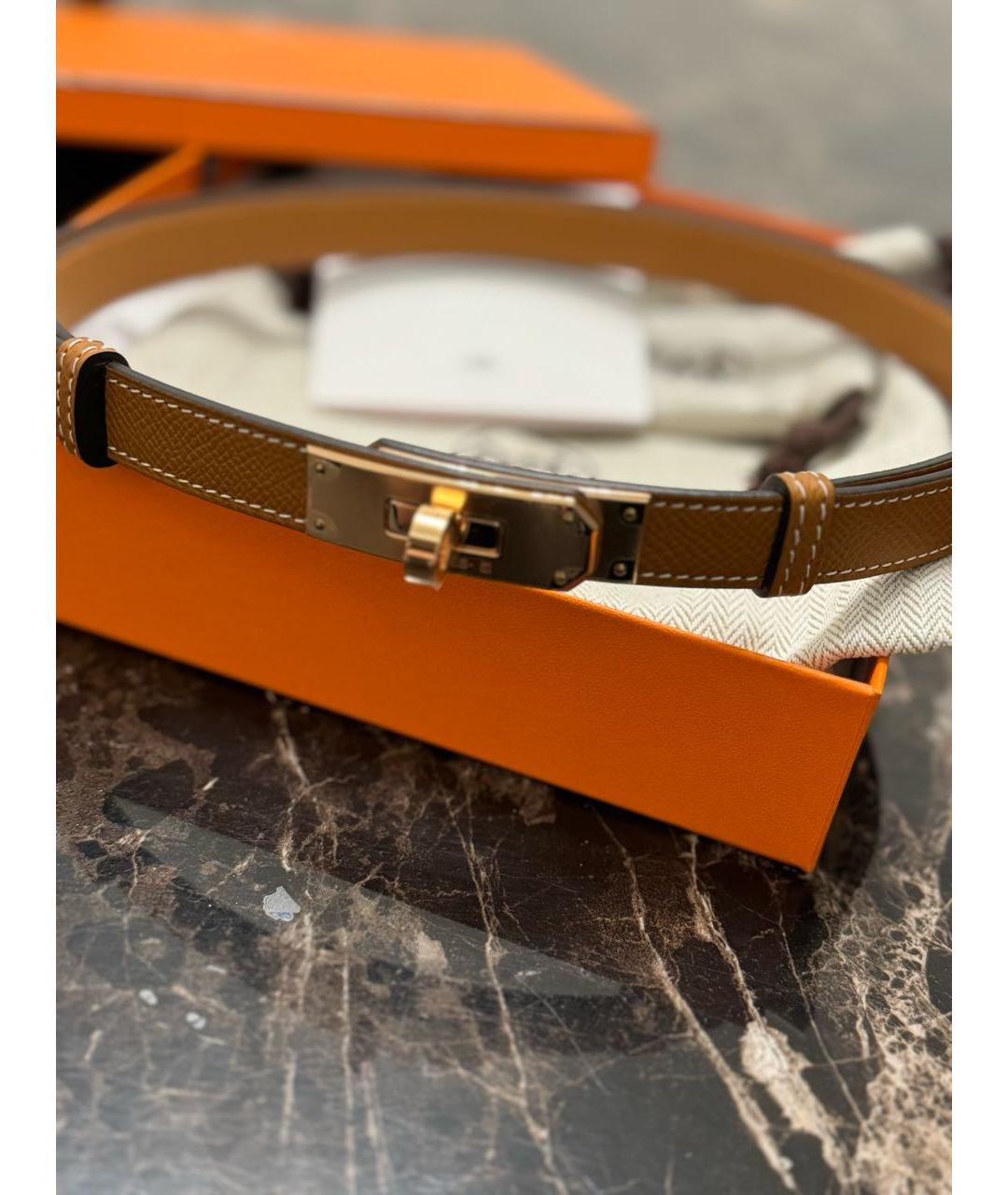 HERMES Коричневый кожаный ремень, фото 2