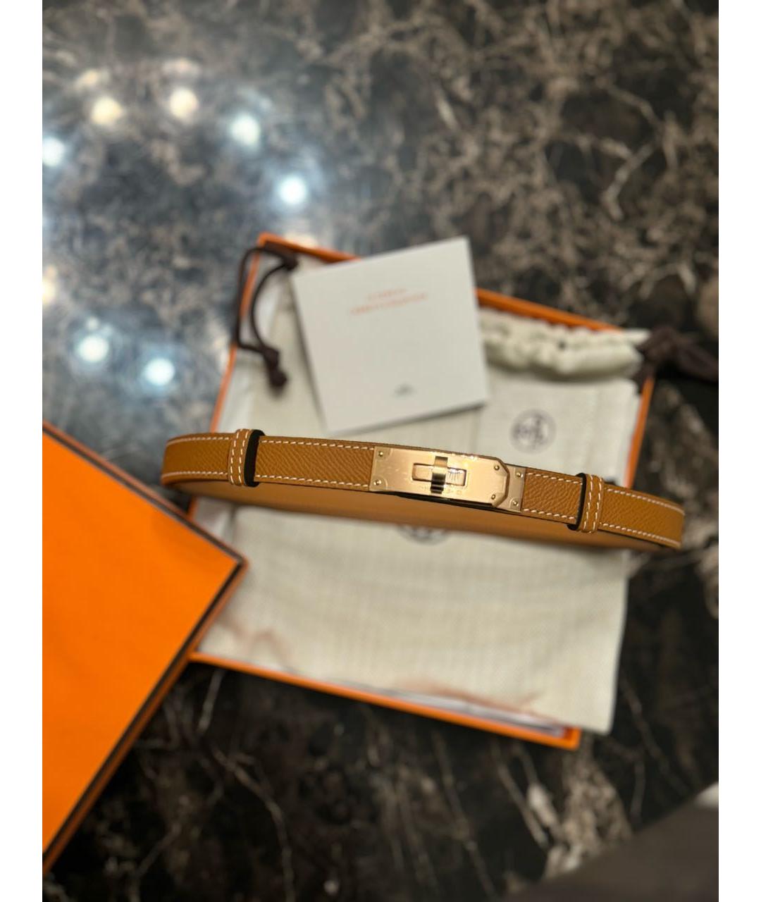 HERMES Коричневый кожаный ремень, фото 3