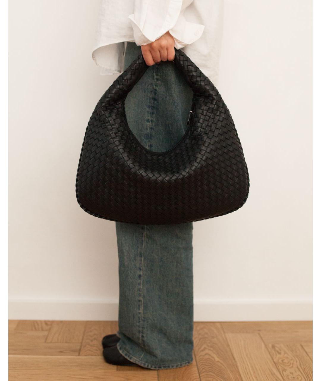 BOTTEGA VENETA Черная кожаная сумка с короткими ручками, фото 5