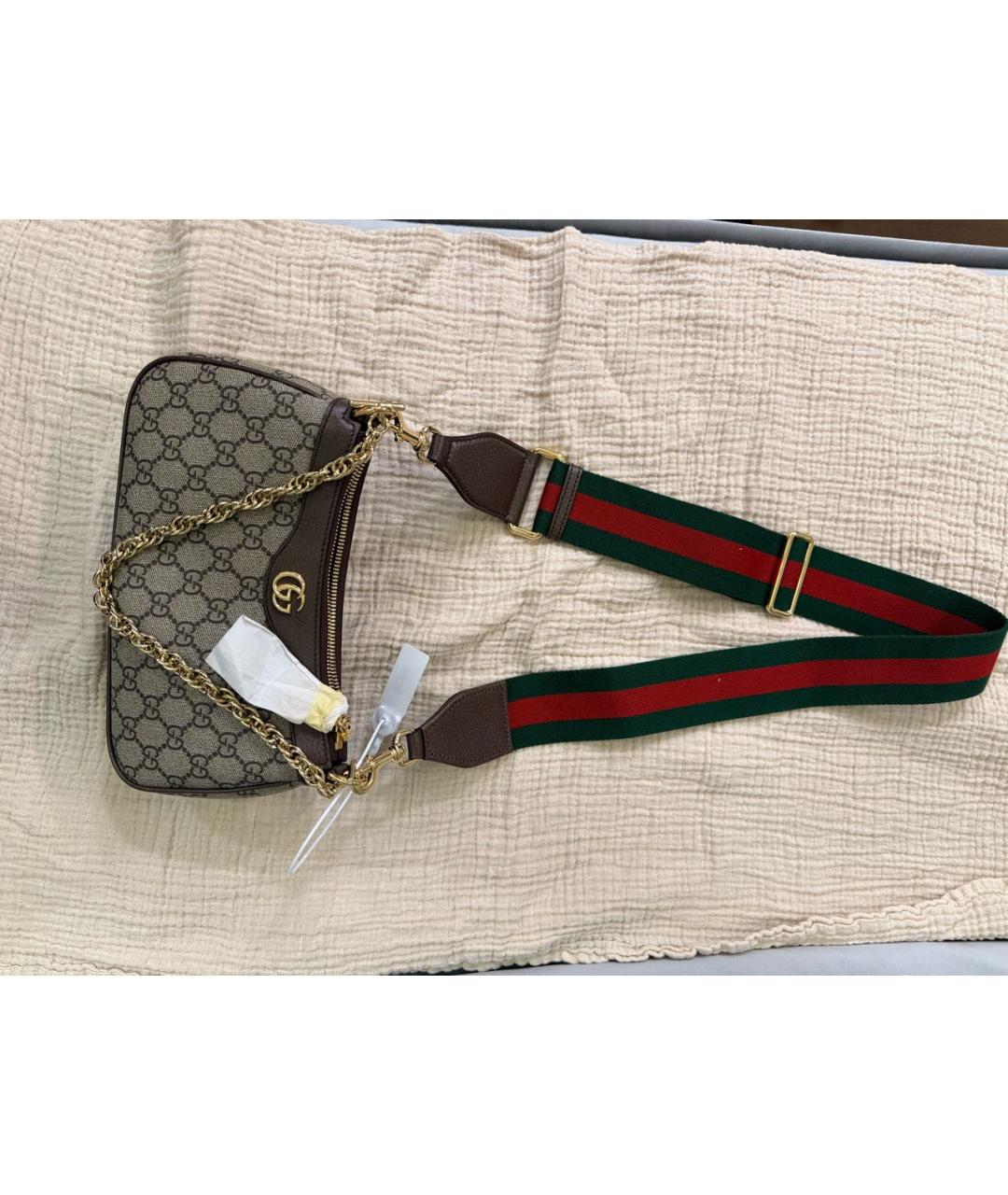 GUCCI Коричневая кожаная сумка через плечо, фото 2