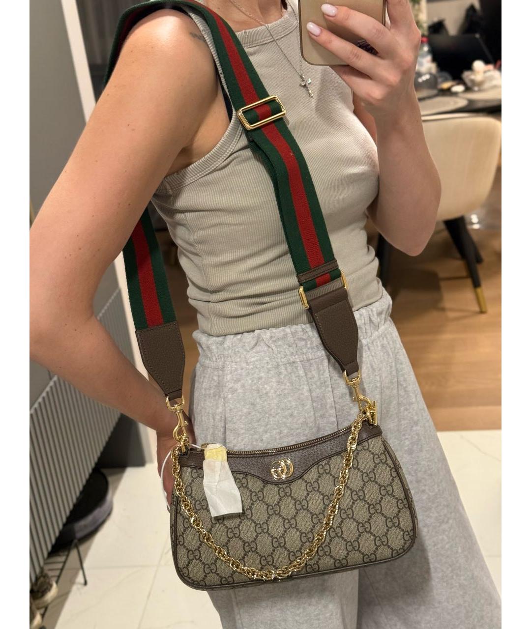 GUCCI Коричневая кожаная сумка через плечо, фото 3