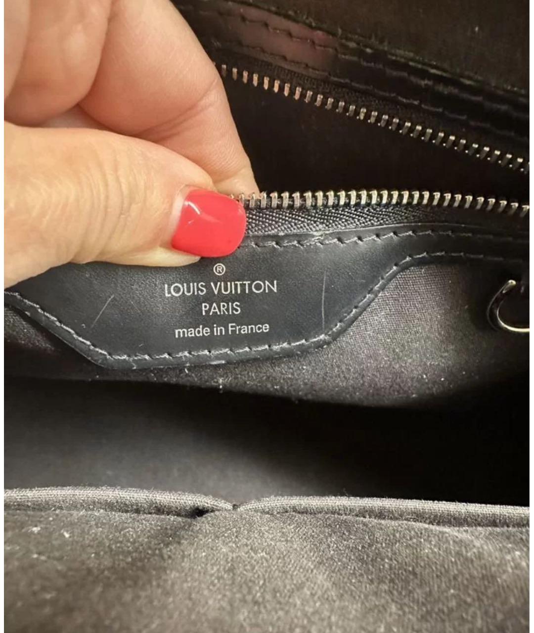 LOUIS VUITTON Черная кожаная сумка через плечо, фото 3