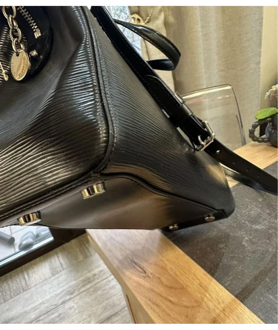 LOUIS VUITTON Черная кожаная сумка через плечо, фото 6