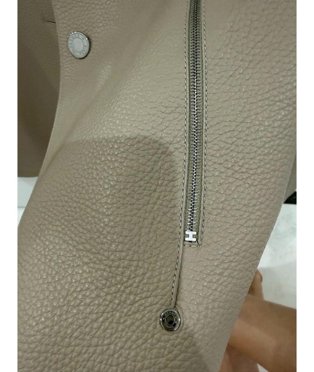 HERMES Бежевая кожаная куртка, фото 5