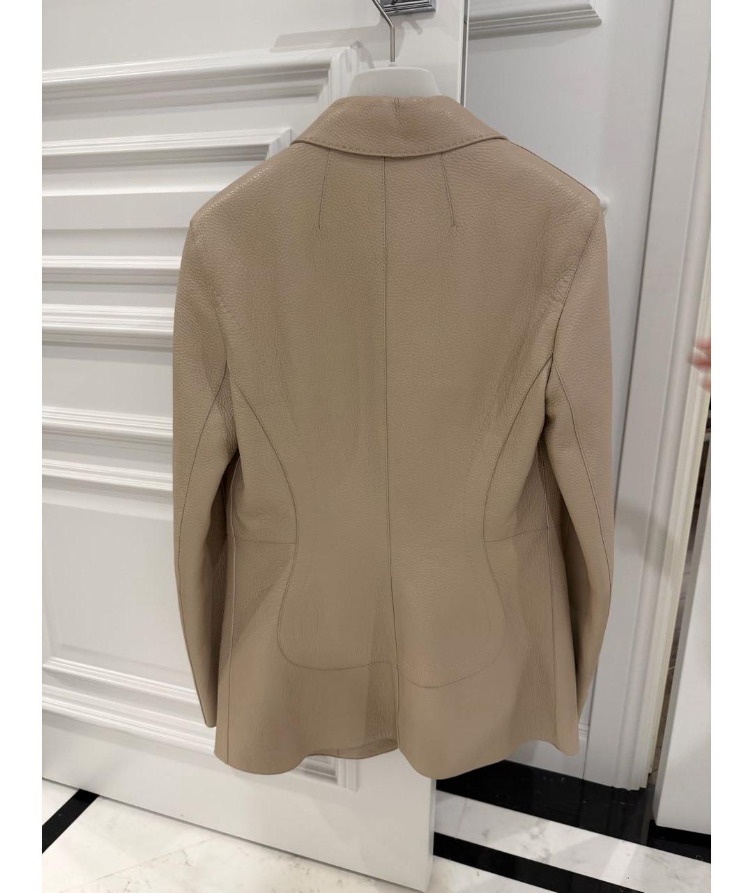HERMES Бежевая кожаная куртка, фото 2