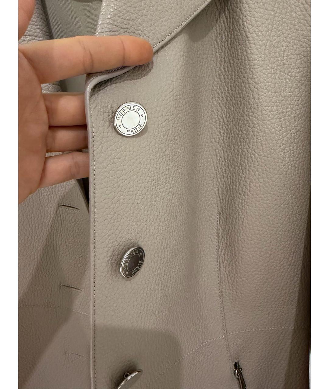 HERMES Бежевая кожаная куртка, фото 6