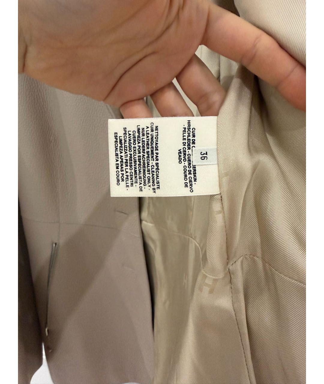 HERMES Бежевая кожаная куртка, фото 4