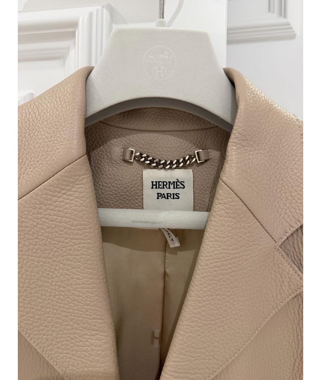 HERMES Бежевая кожаная куртка, фото 3