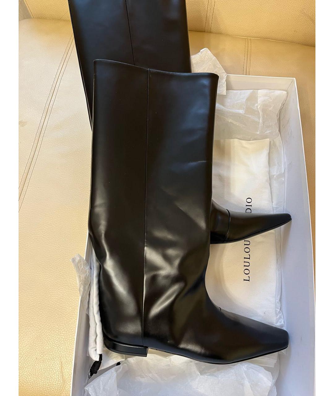 LOULOU STUDIO Черные кожаные сапоги, фото 9