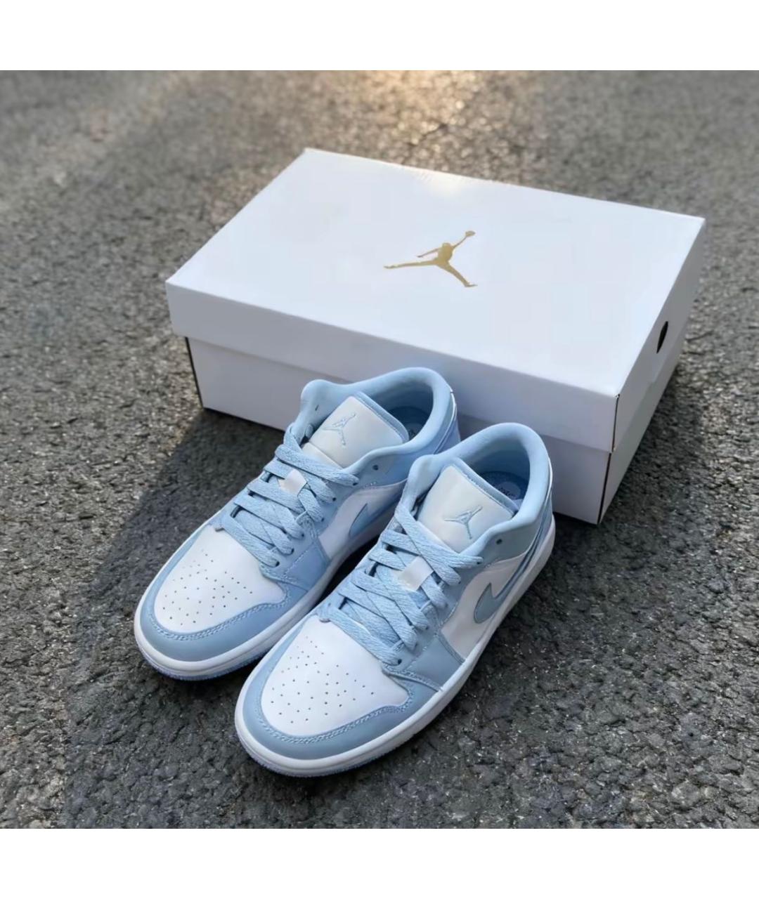 JORDAN Голубые кожаные кроссовки, фото 5
