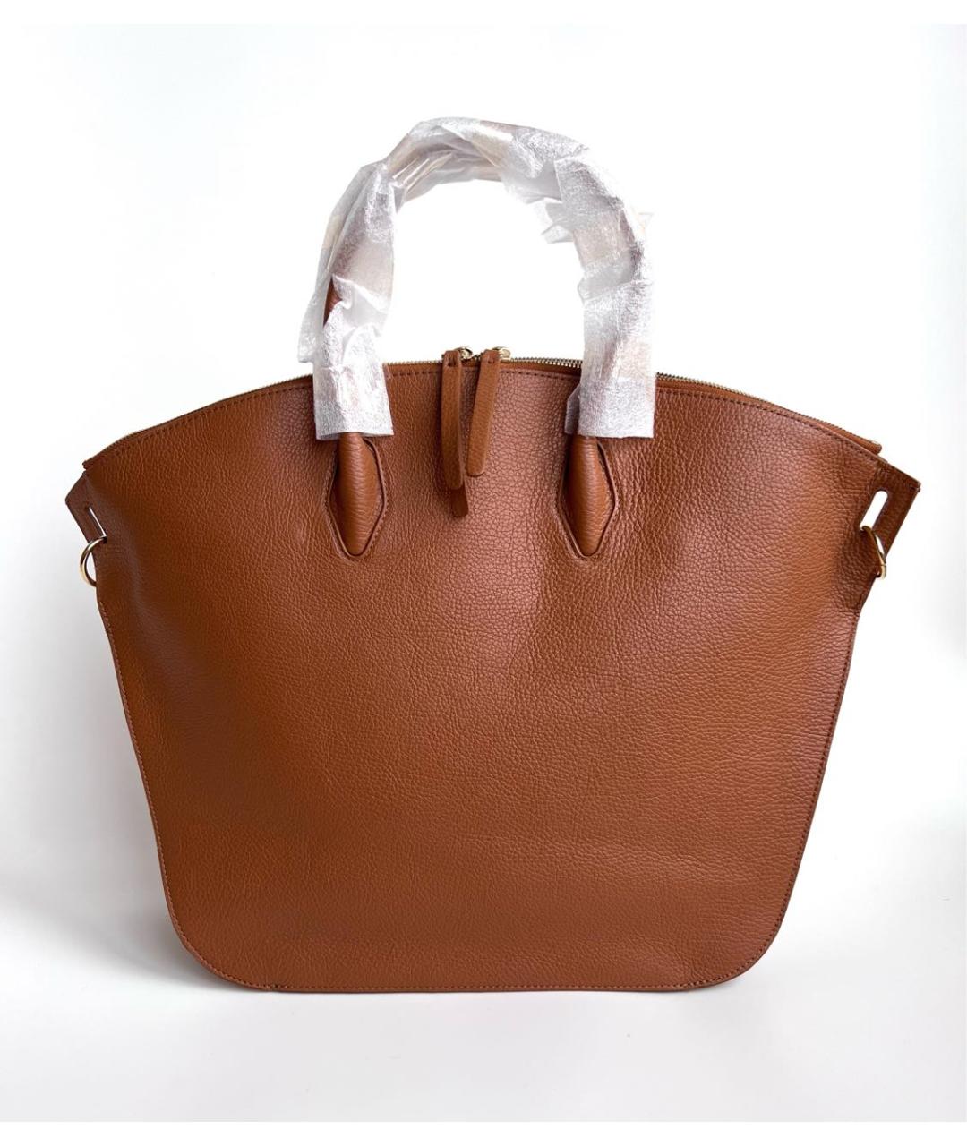 COCCINELLE Коричневая кожаная сумка с короткими ручками, фото 3