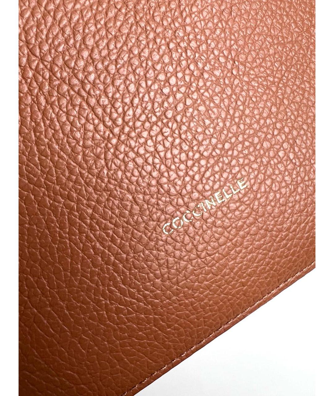 COCCINELLE Коричневая кожаная сумка с короткими ручками, фото 7